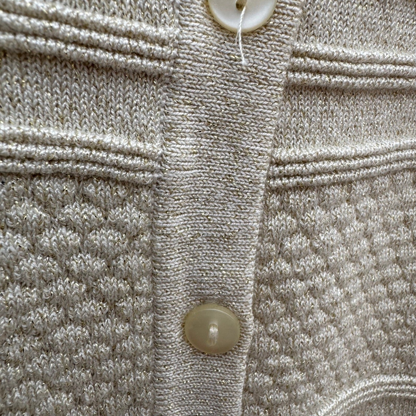Charter Club Gold Dust Metallic Party Knit Cardigan Sweater PXL Shimmer NEW Tags