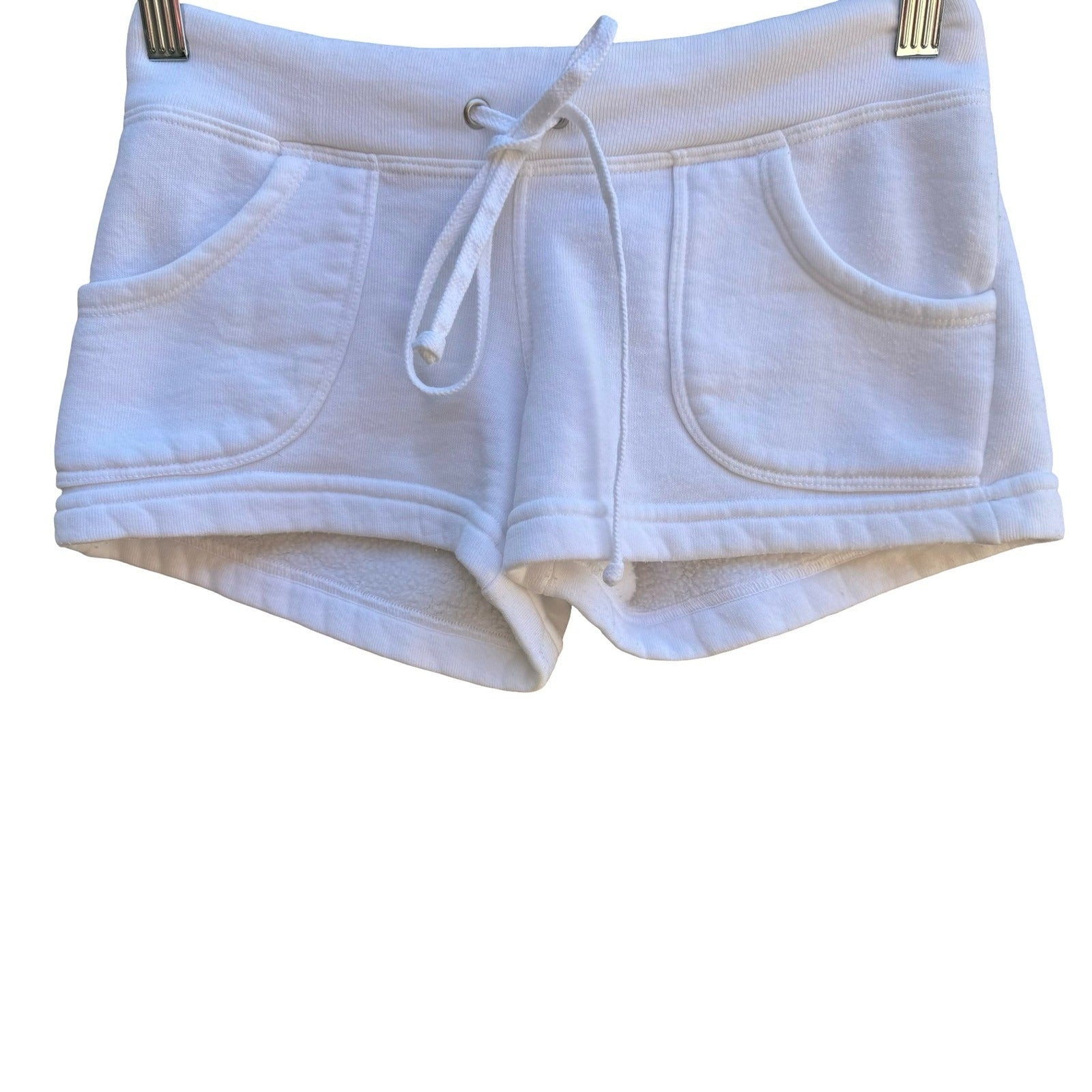 Hard Tail Y2K Athleisure Loungewear Cozy Fleece Lounge Short Shorts White XS