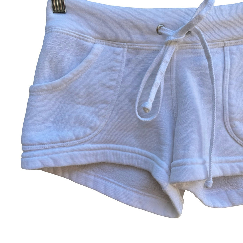 Hard Tail Y2K Athleisure Loungewear Cozy Fleece Lounge Short Shorts White XS