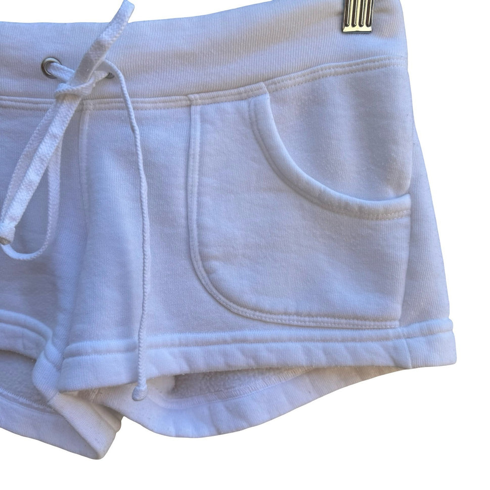 Hard Tail Y2K Athleisure Loungewear Cozy Fleece Lounge Short Shorts White XS