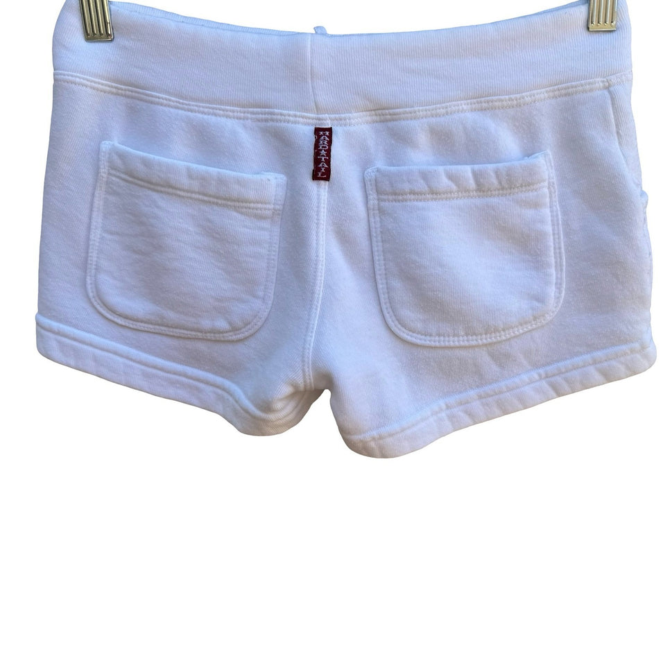 Hard Tail Y2K Athleisure Loungewear Cozy Fleece Lounge Short Shorts White XS