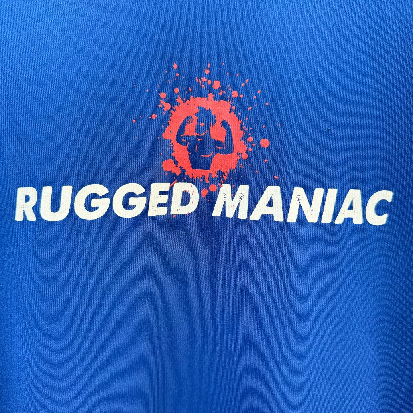 Rugged Maniac Mens Blue Finisher Epic Obstacles Festival Short Sleeve Tee Shirt