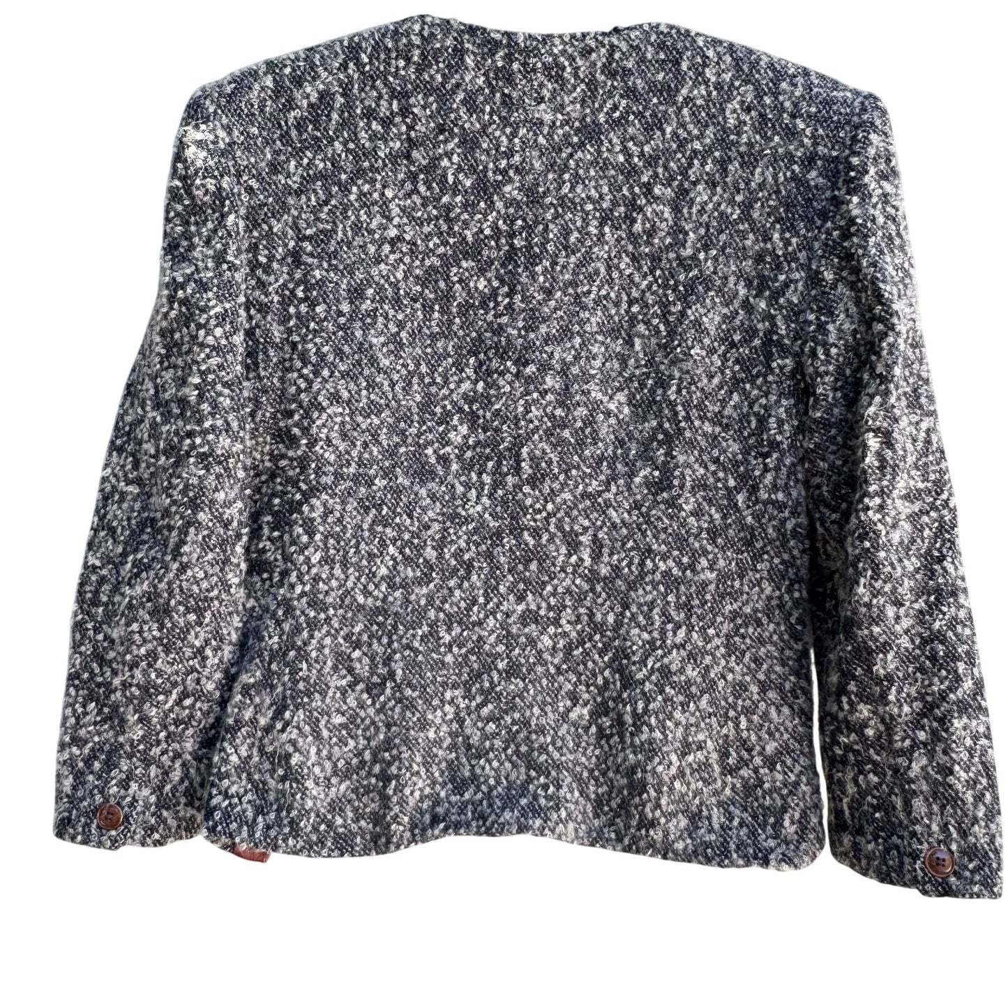 Jones New York Vintage Womens Brown Gray Tweed Wool Blend Boucle Jacket Blazer 10