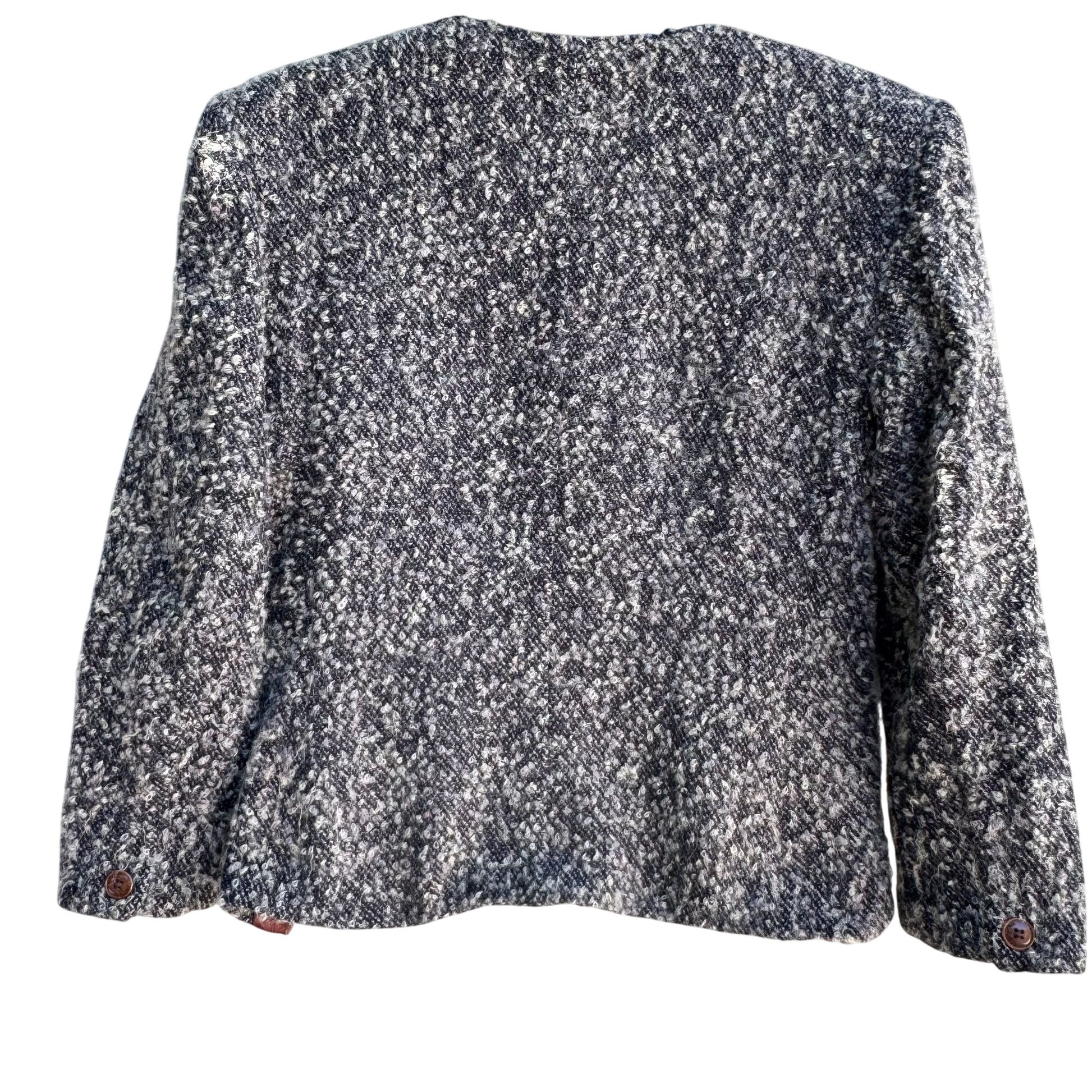 Jones New York Vintage Womens Brown Gray Tweed Wool Blend Boucle Jacket Blazer 10