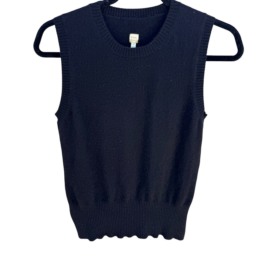 Future Paradise Cashmere Old Money Black Sweater Vest Sleeveless S Quiet Luxury