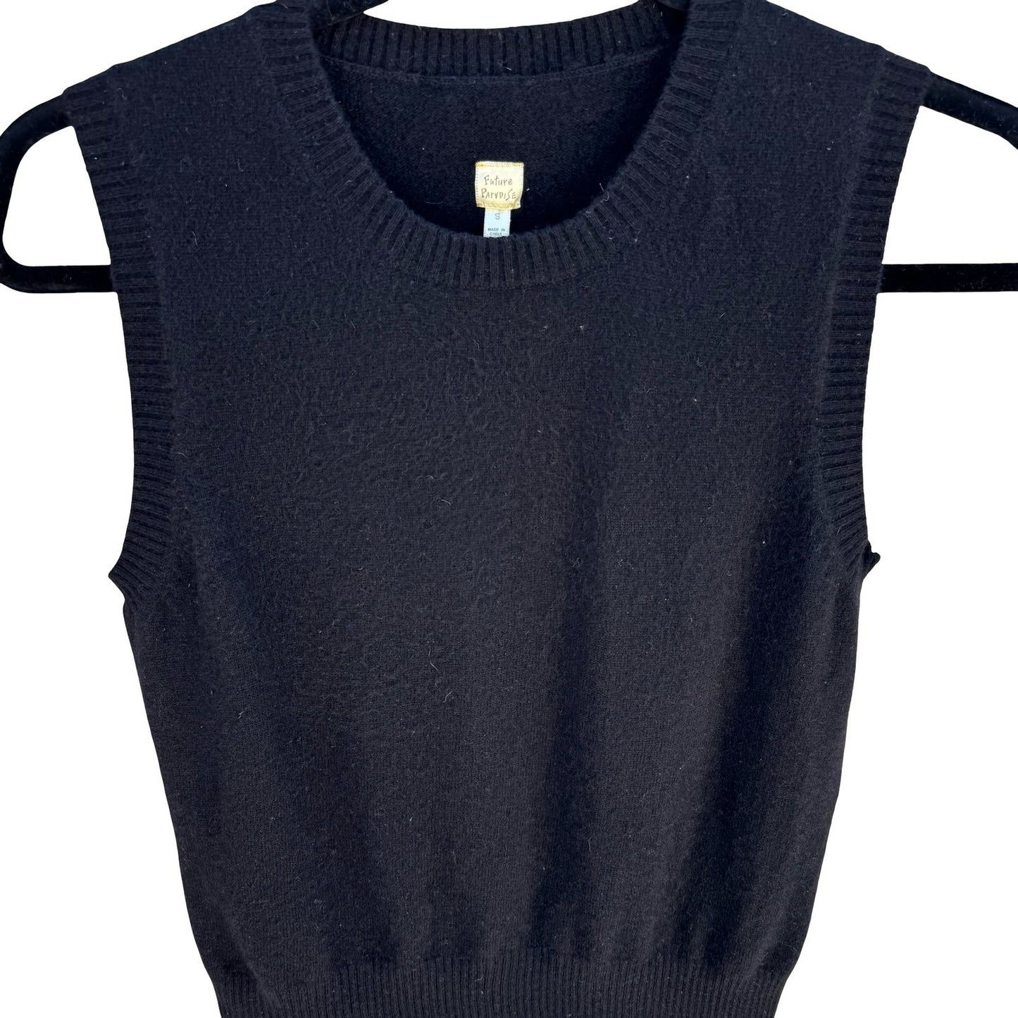 Future Paradise Cashmere Old Money Black Sweater Vest Sleeveless S Quiet Luxury