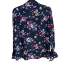 Switch Diane Gilman Navy Floral Button-Up Silk Long Sleeve French Cuff Blouse New S 2 image