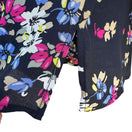 Switch Diane Gilman Navy Floral Button-Up Silk Long Sleeve French Cuff Blouse New S 3 image