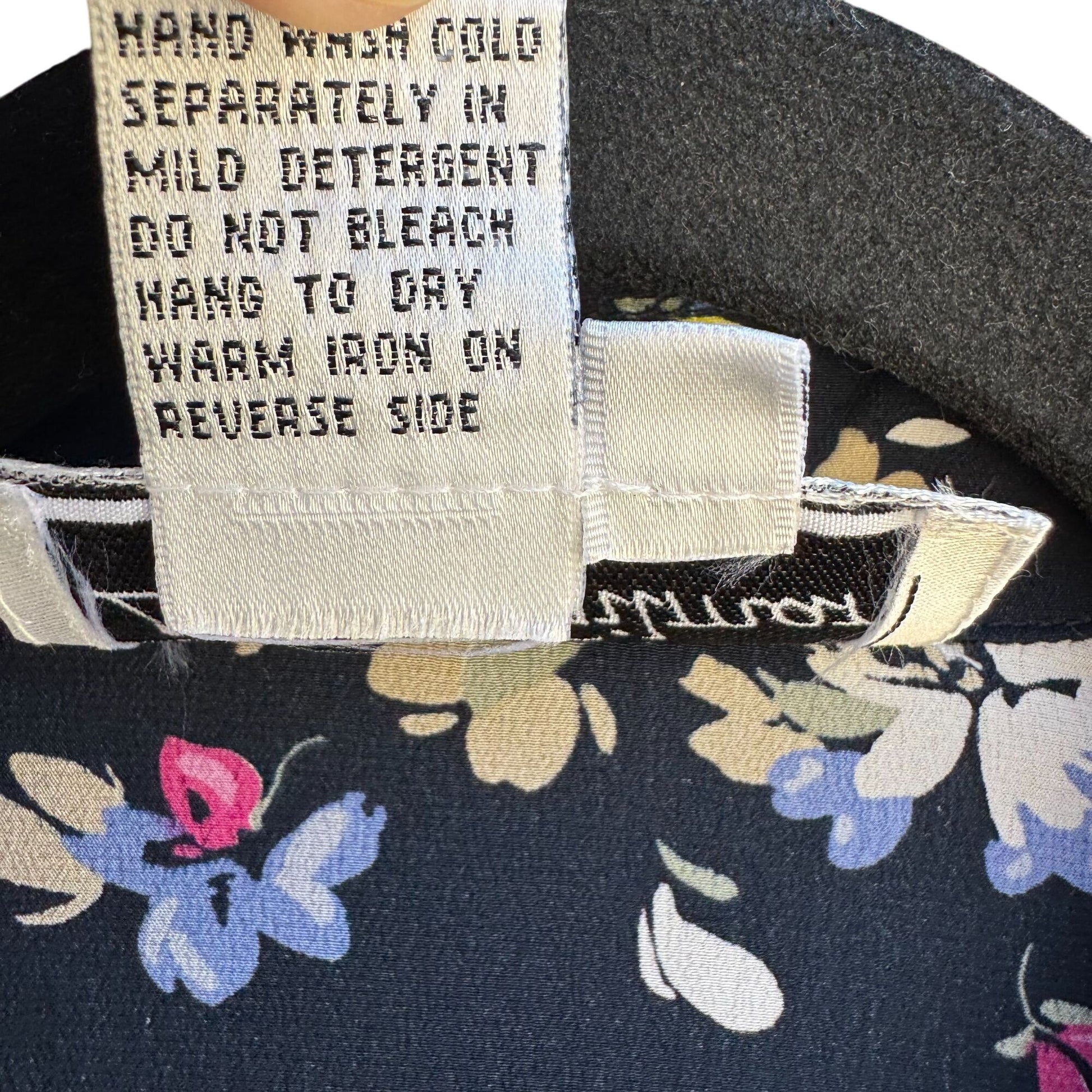 Diane Gilman Navy Floral Button-Up Silk Long Sleeve French Cuff Blouse New S