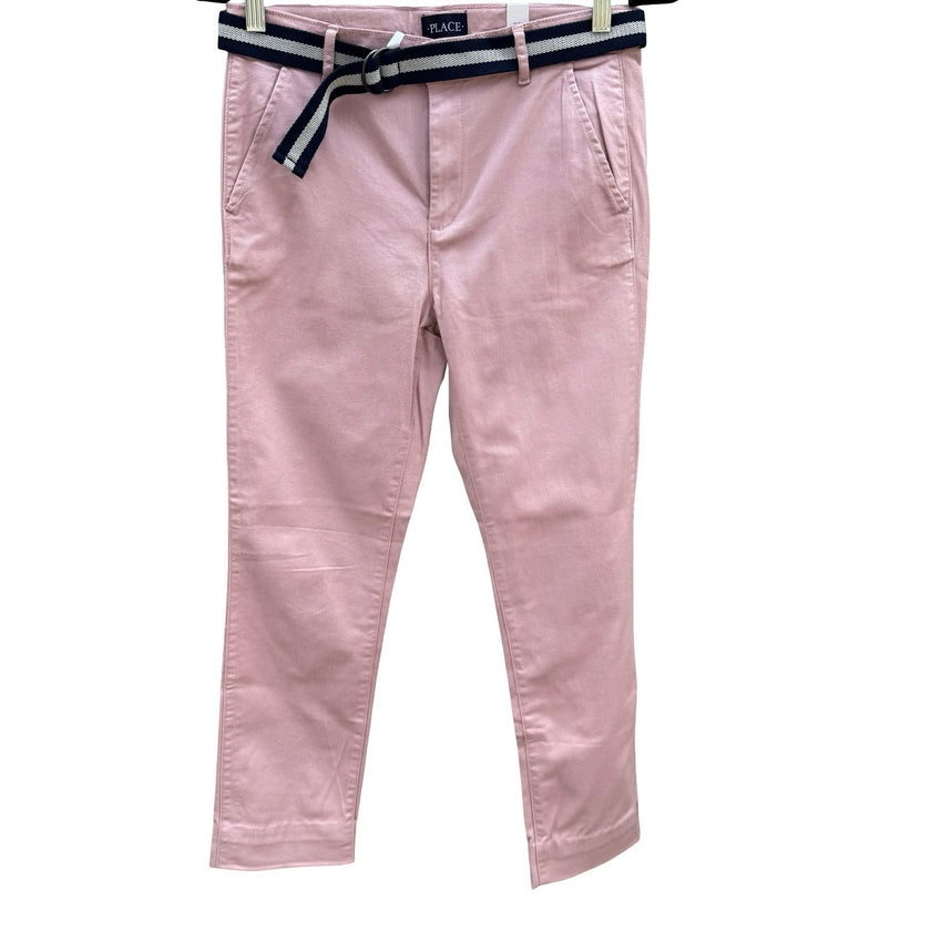 The Childrens Place Girls Mauve Pink Chino Pants with Striped Belt Size 14 NWT