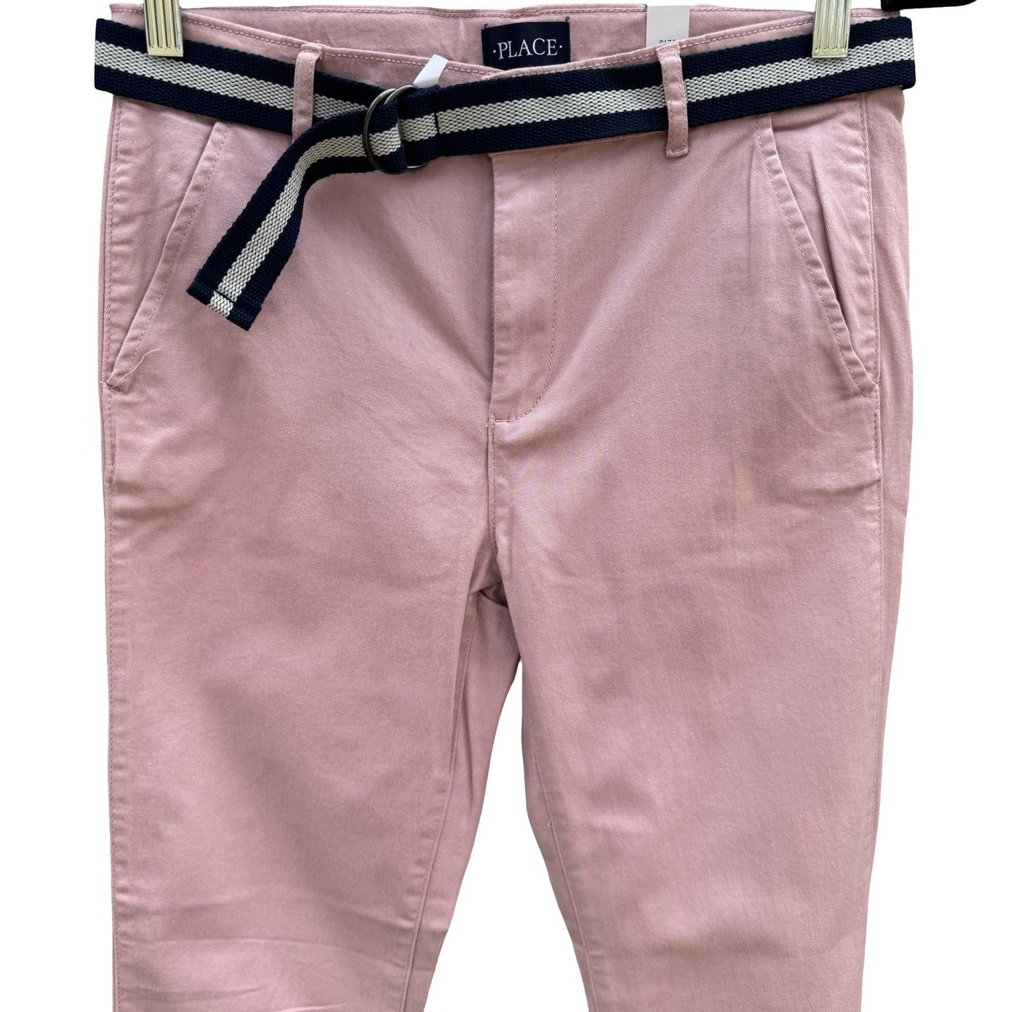 The Childrens Place Girls Mauve Pink Chino Pants with Striped Belt Size 14 NWT