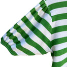 Switch The Works Vintage Womens Green White Striped Pleated Puff Sleeve V-Neck Crop Top 2 image