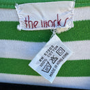 Switch The Works Vintage Womens Green White Striped Pleated Puff Sleeve V-Neck Crop Top 3 image