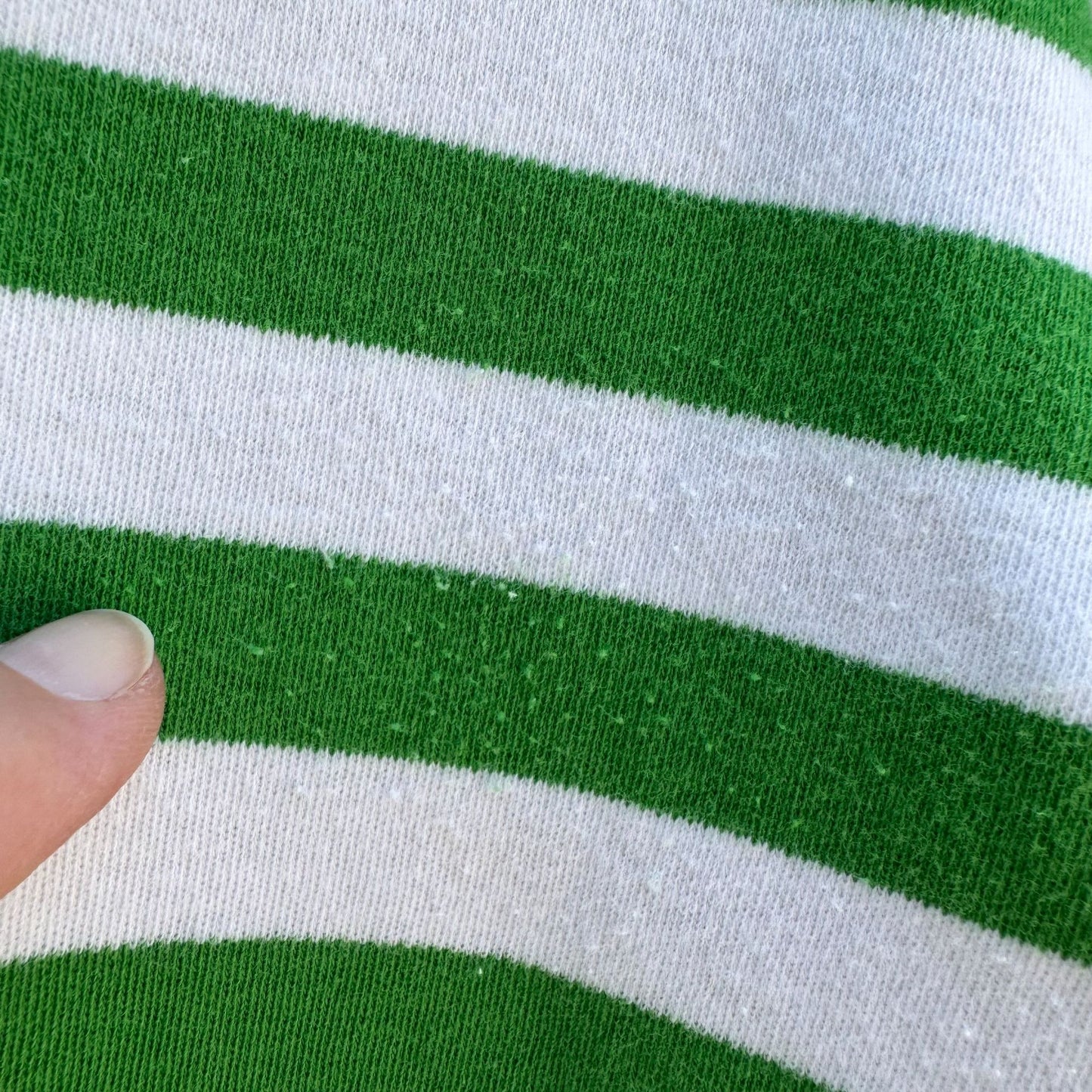 The Works Vintage Womens Green White Striped Pleated Puff Sleeve V-Neck Crop Top