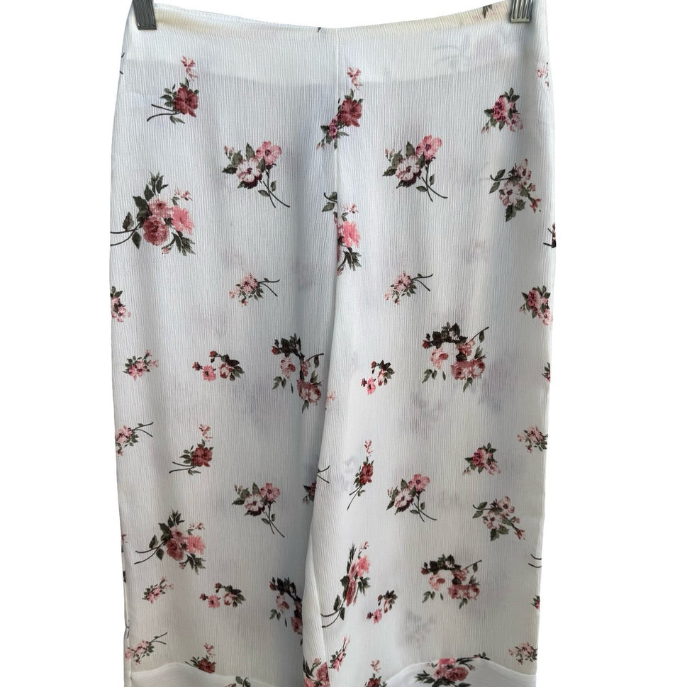 Katie K Cottagecore Romantic Coquette Boho Garden Floral Wide Leg Chiffon Pant M