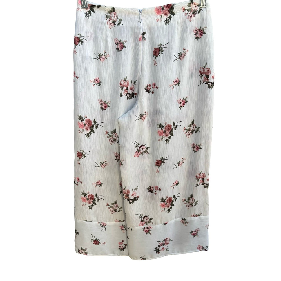 Katie K Cottagecore Romantic Coquette Boho Garden Floral Wide Leg Chiffon Pant M