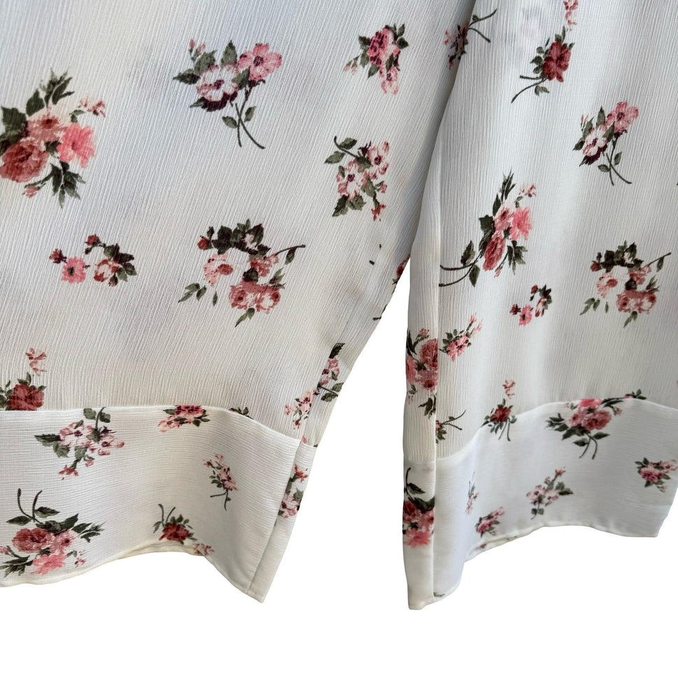 Katie K Cottagecore Romantic Coquette Boho Garden Floral Wide Leg Chiffon Pant M
