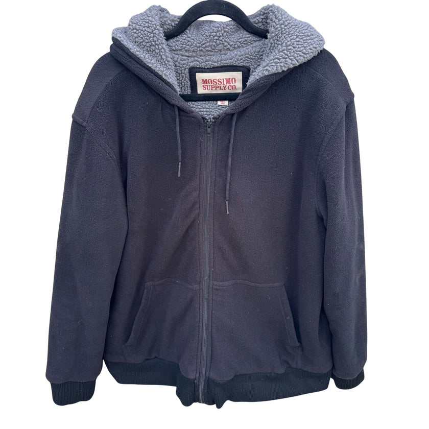 Mossimo Supply Co Sherpa Lined Hooded Jacket XL Black Fleece Zip-Up Outdoor
