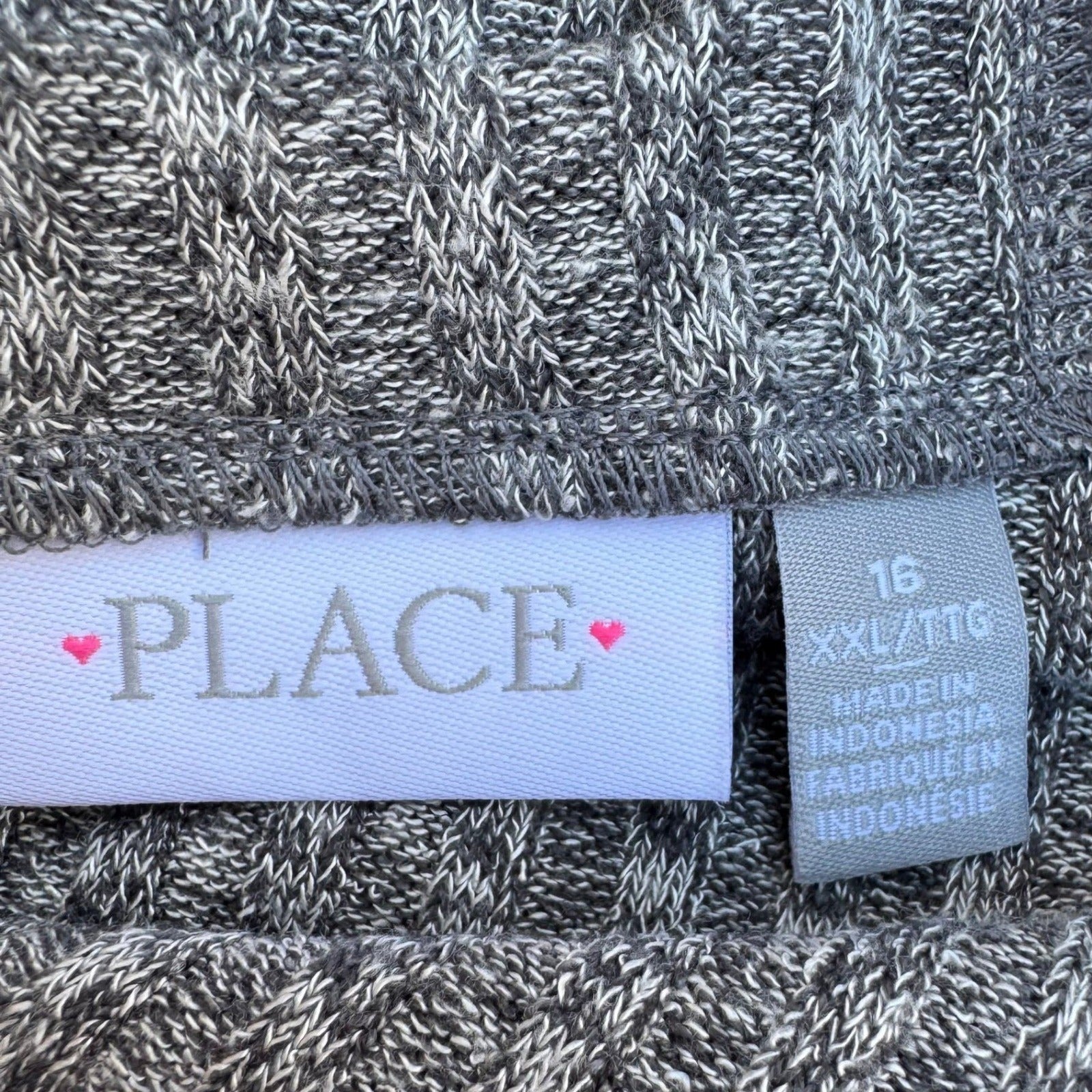 The Childrens Place Girls XXL 16 Grey Ribbed Marl Skater Dress Lattice Back NEW