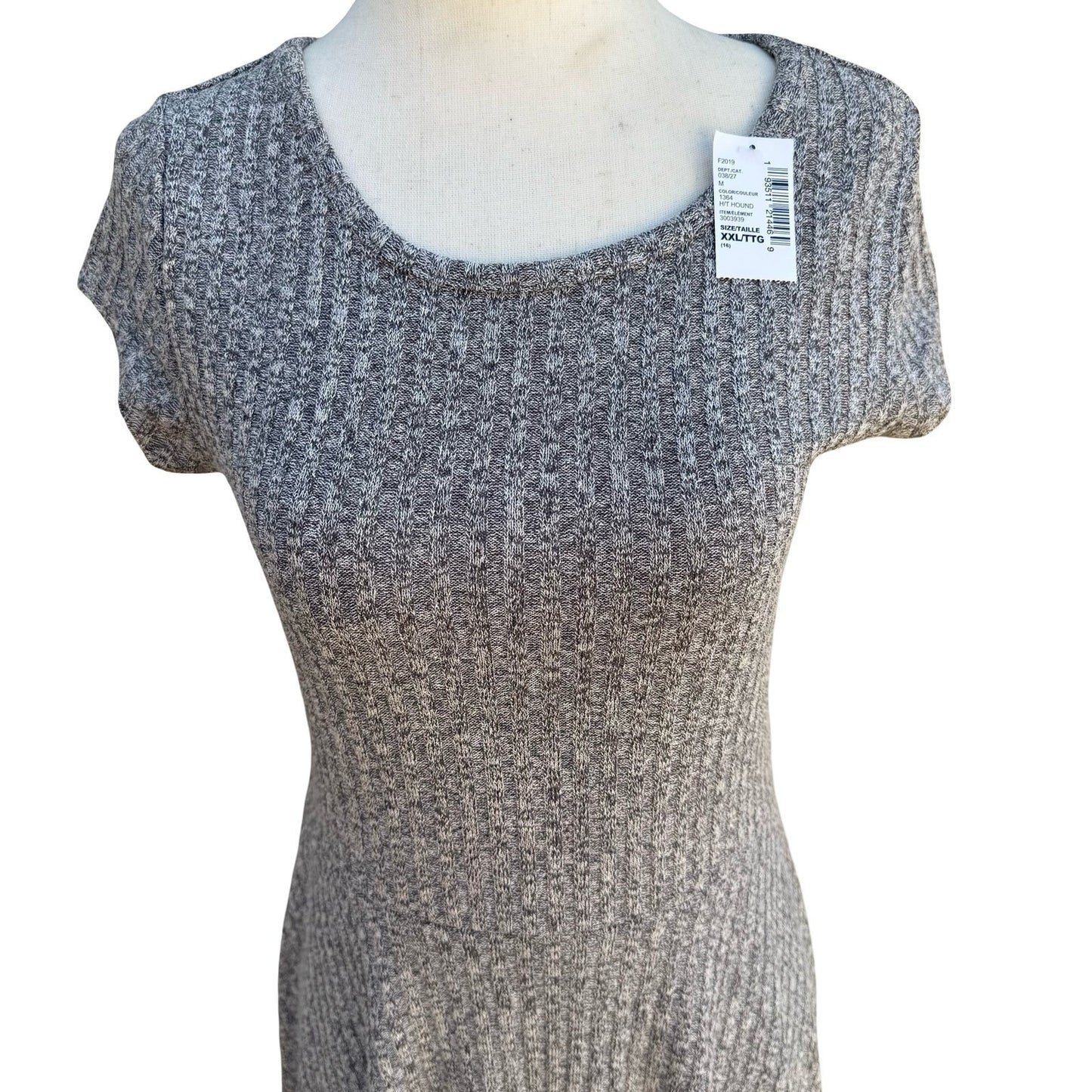 The Childrens Place Girls XXL 16 Grey Ribbed Marl Skater Dress Lattice Back NEW