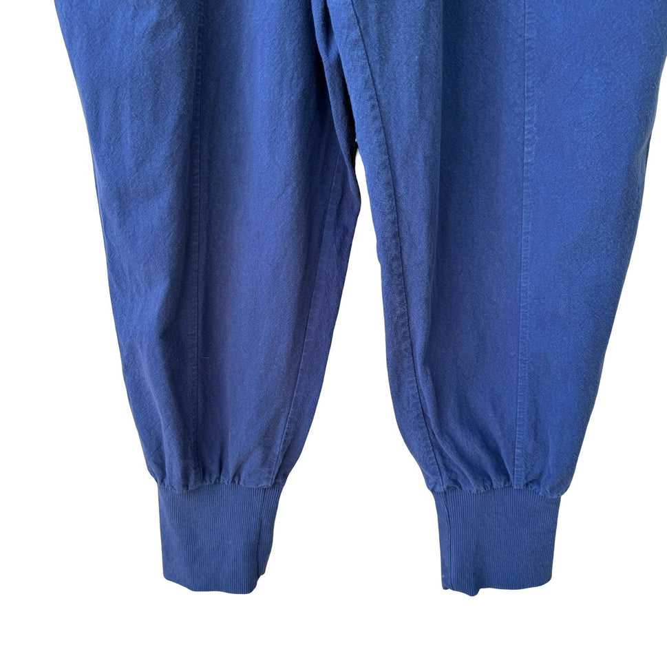One Boy Linen Blend Minimalist Jogger Pants Relaxed Boho Lagenlook Blue Mens OS