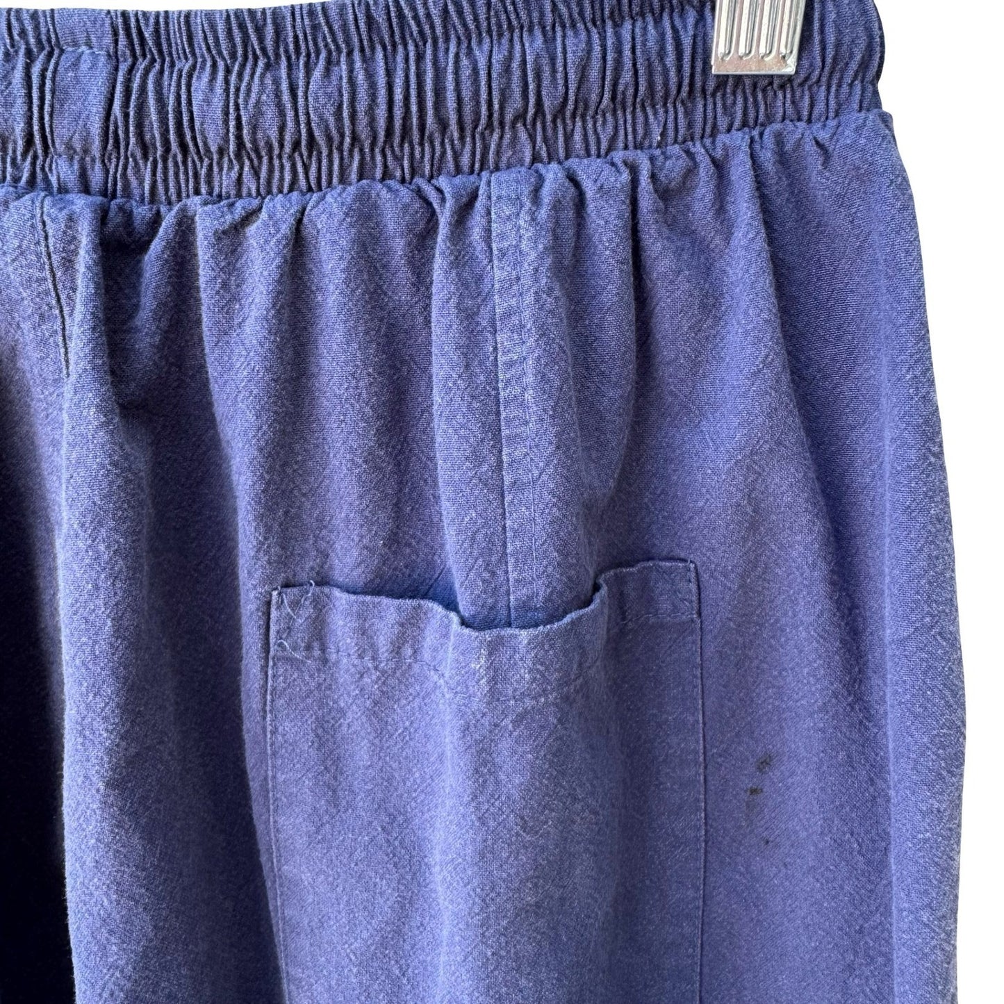 One Boy Linen Blend Minimalist Jogger Pants Relaxed Boho Lagenlook Blue Mens OS
