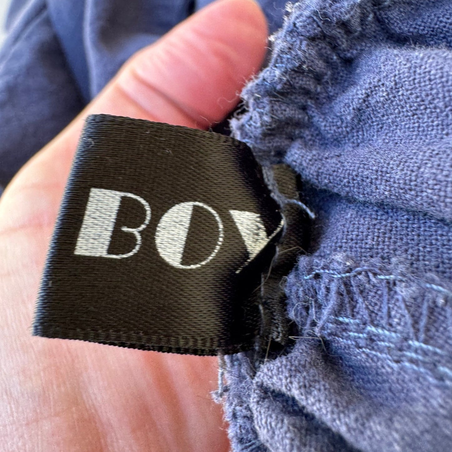 One Boy Linen Blend Minimalist Jogger Pants Relaxed Boho Lagenlook Blue Mens OS