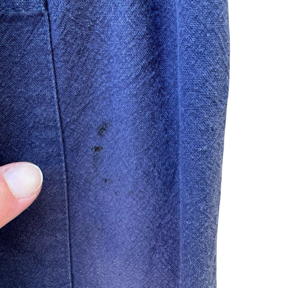 One Boy Linen Blend Minimalist Jogger Pants Relaxed Boho Lagenlook Blue Mens OS