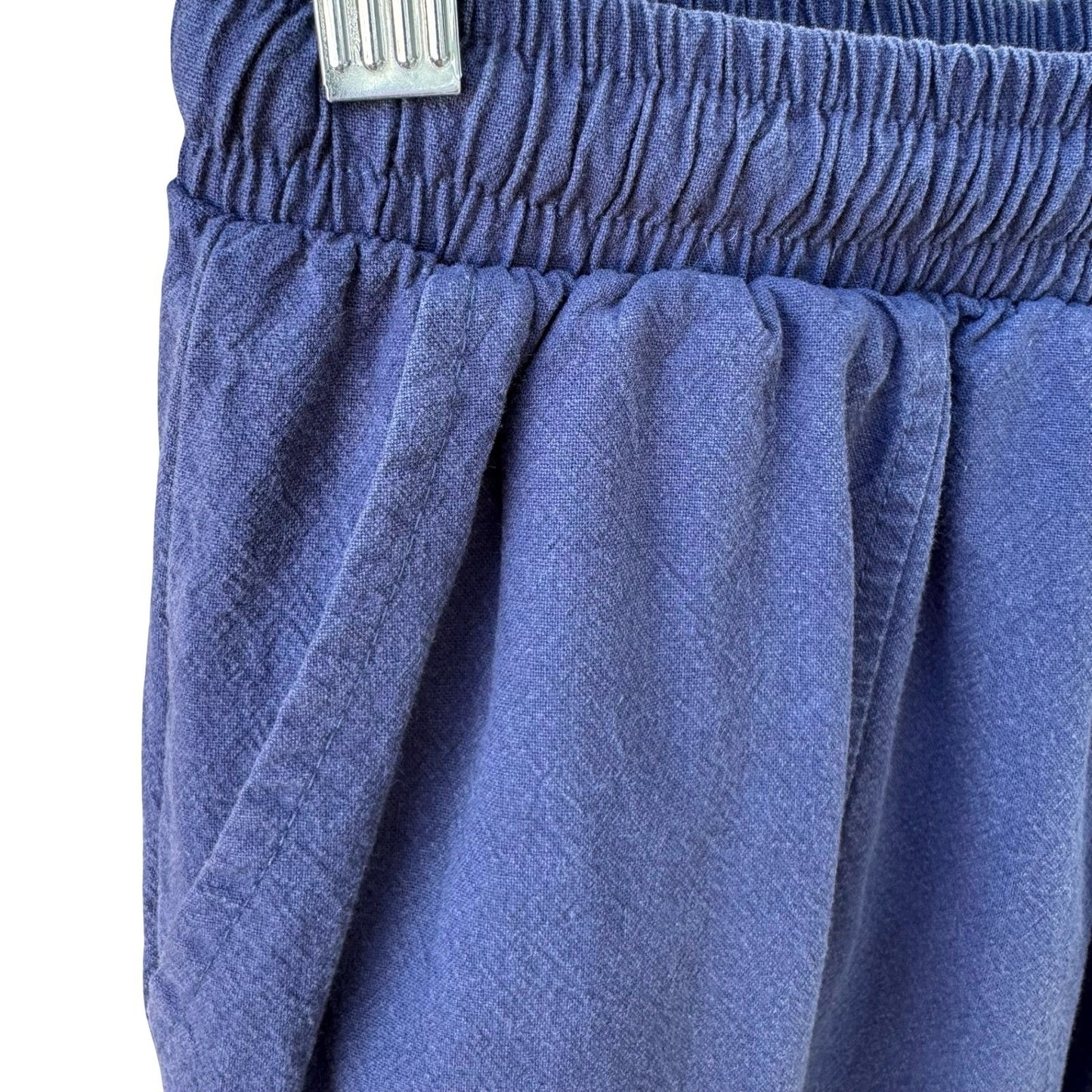 One Boy Linen Blend Minimalist Jogger Pants Relaxed Boho Lagenlook Blue Mens OS