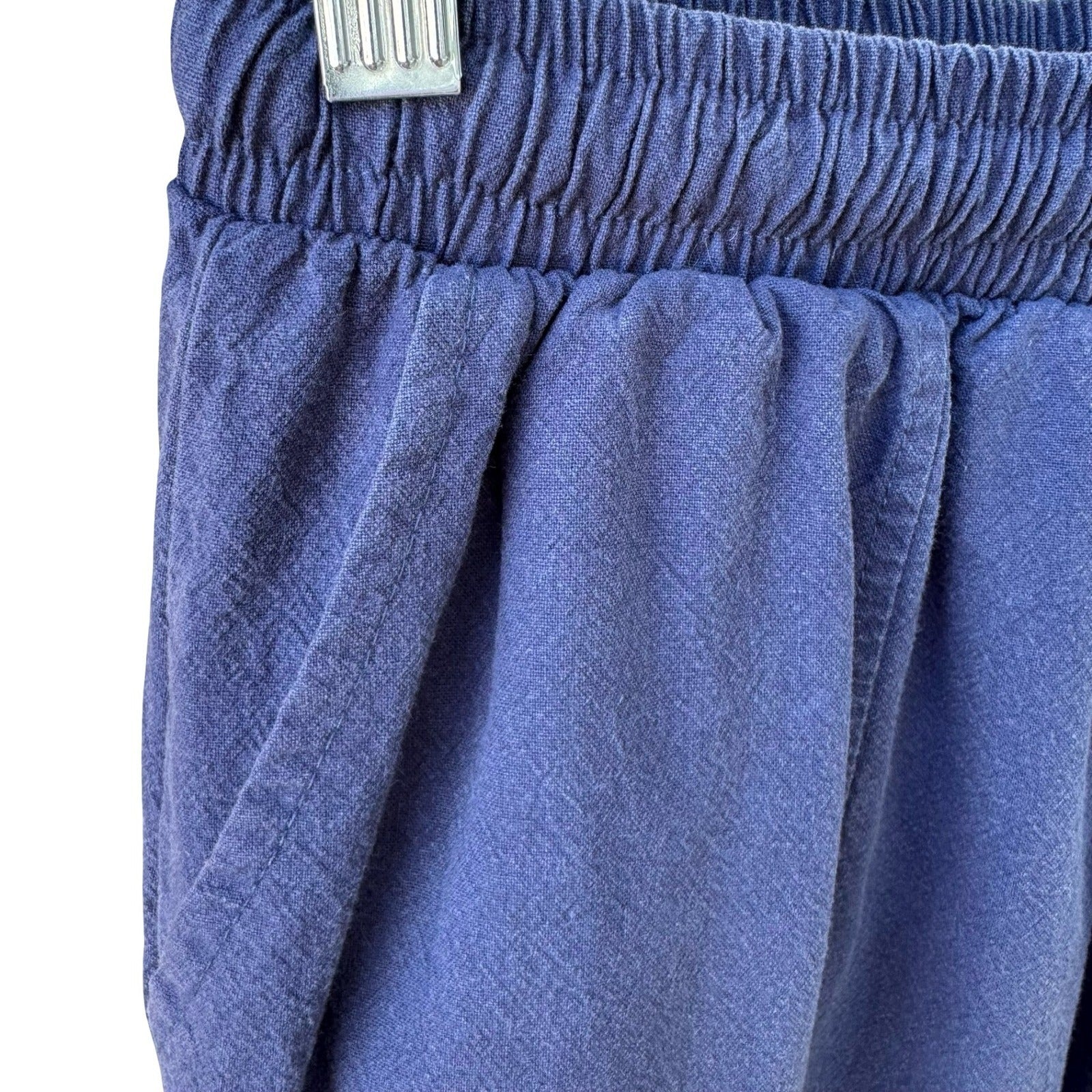 One Boy Linen Blend Minimalist Jogger Pants Relaxed Boho Lagenlook Blue Mens OS