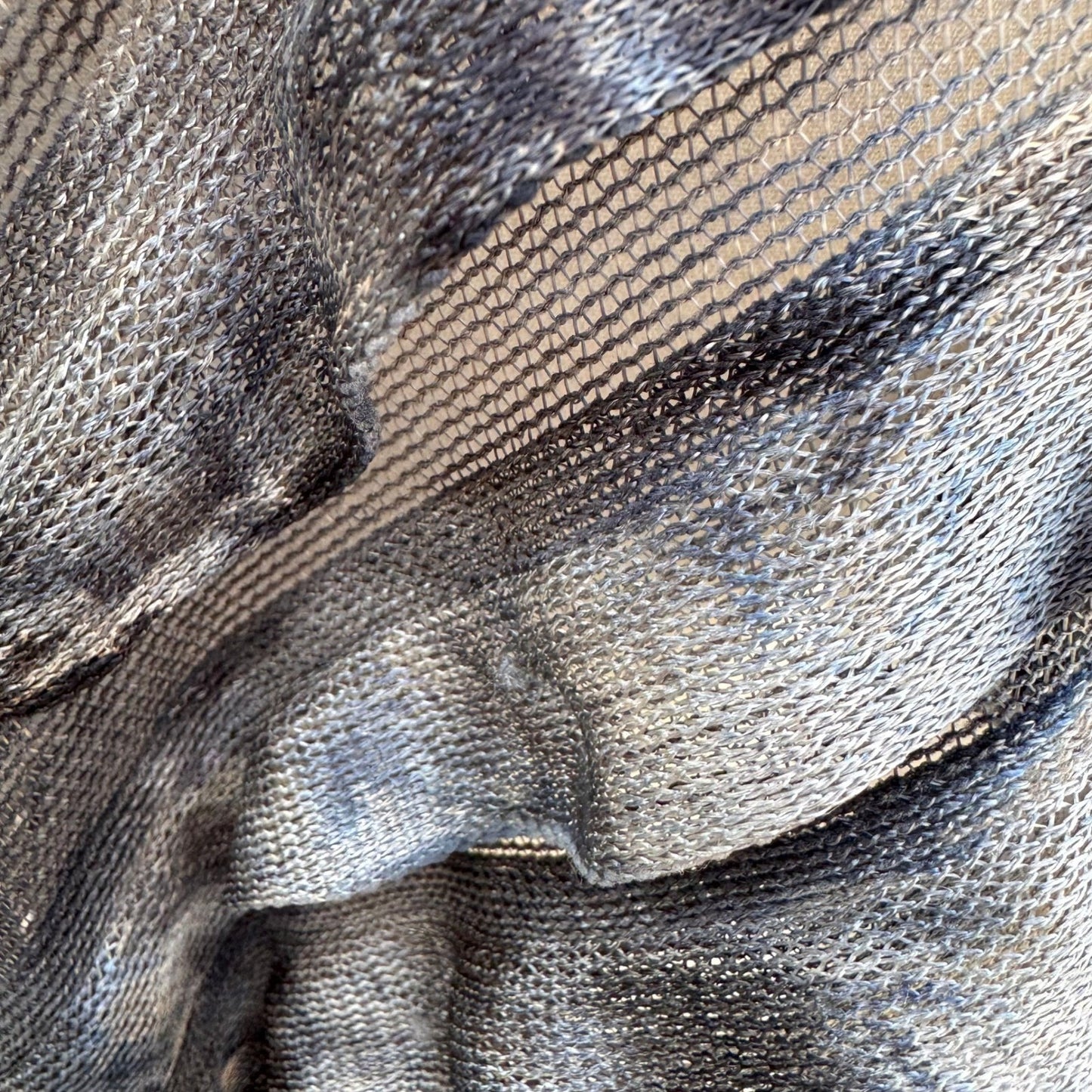Grey Black Ombre Tiered Ruffle Mesh Knit Shawl Fringe Wrap Scarf Evening Shrug