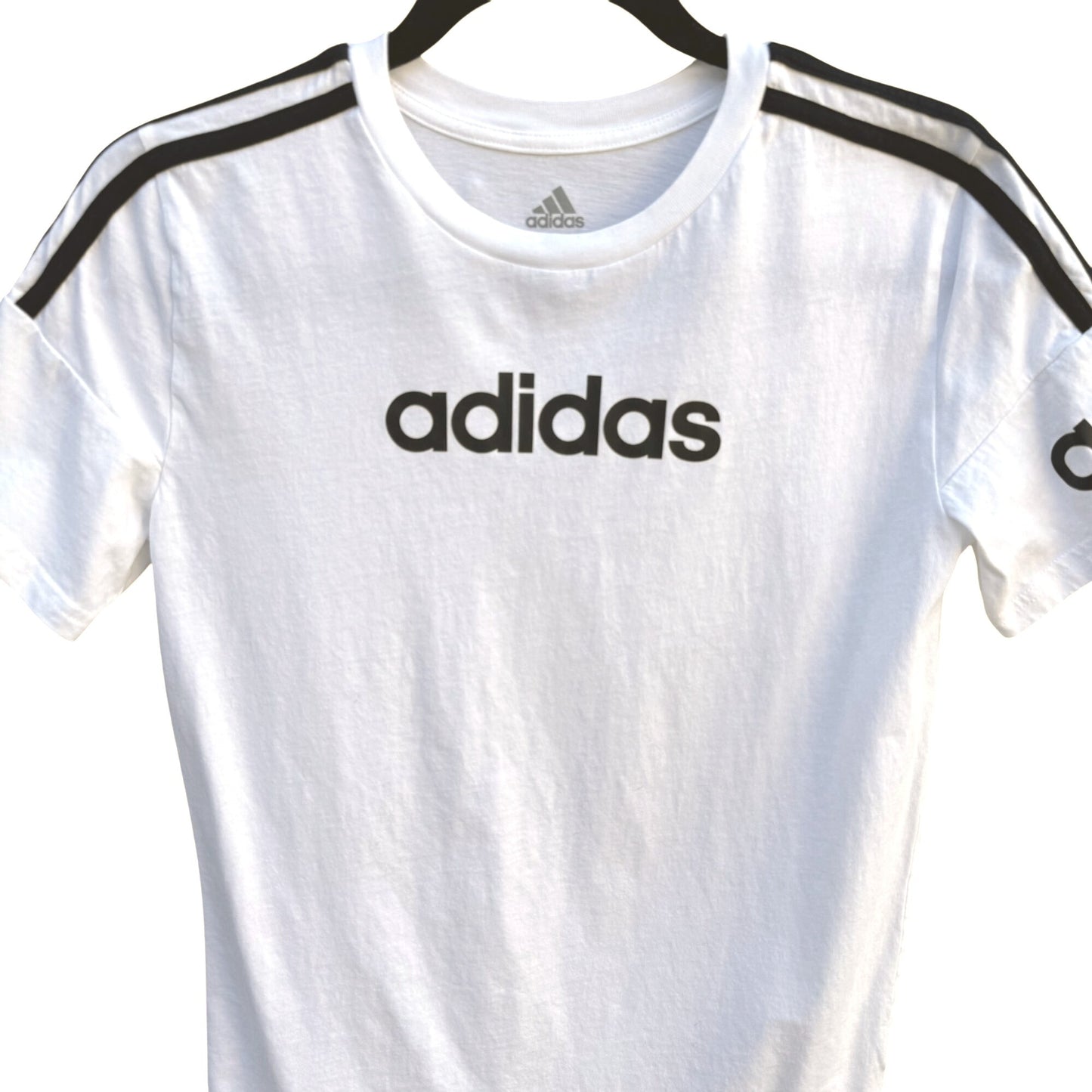 Adidas Core Three Stripes Athleisure Streetwear Black On White Logo T-Shirt M