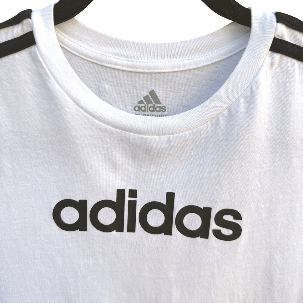 Adidas Core Three Stripes Athleisure Streetwear Black On White Logo T-Shirt M
