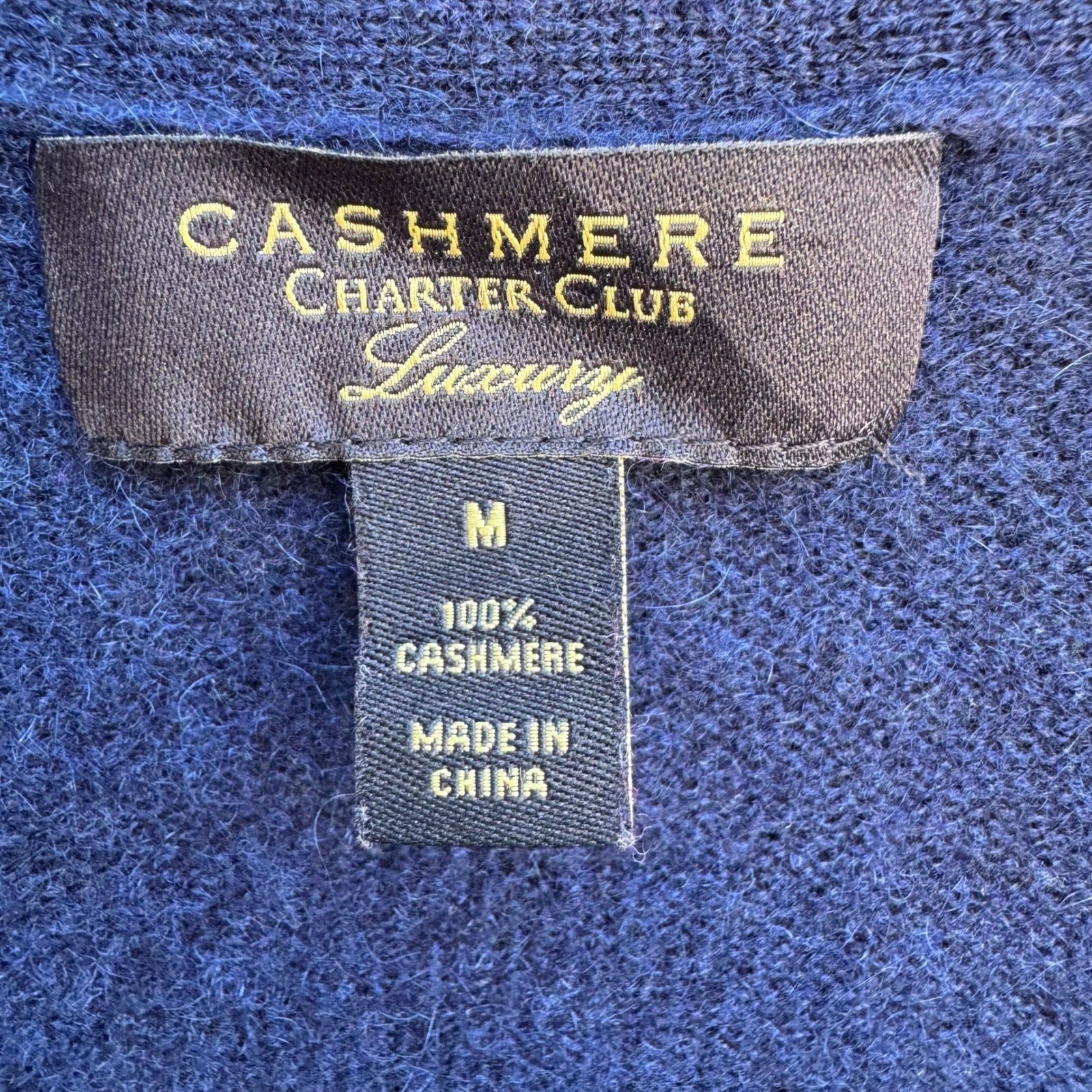 Charter Club Luxury 100% Cashmere Quiet Luxury Open Front Duster Cardigan Navy M