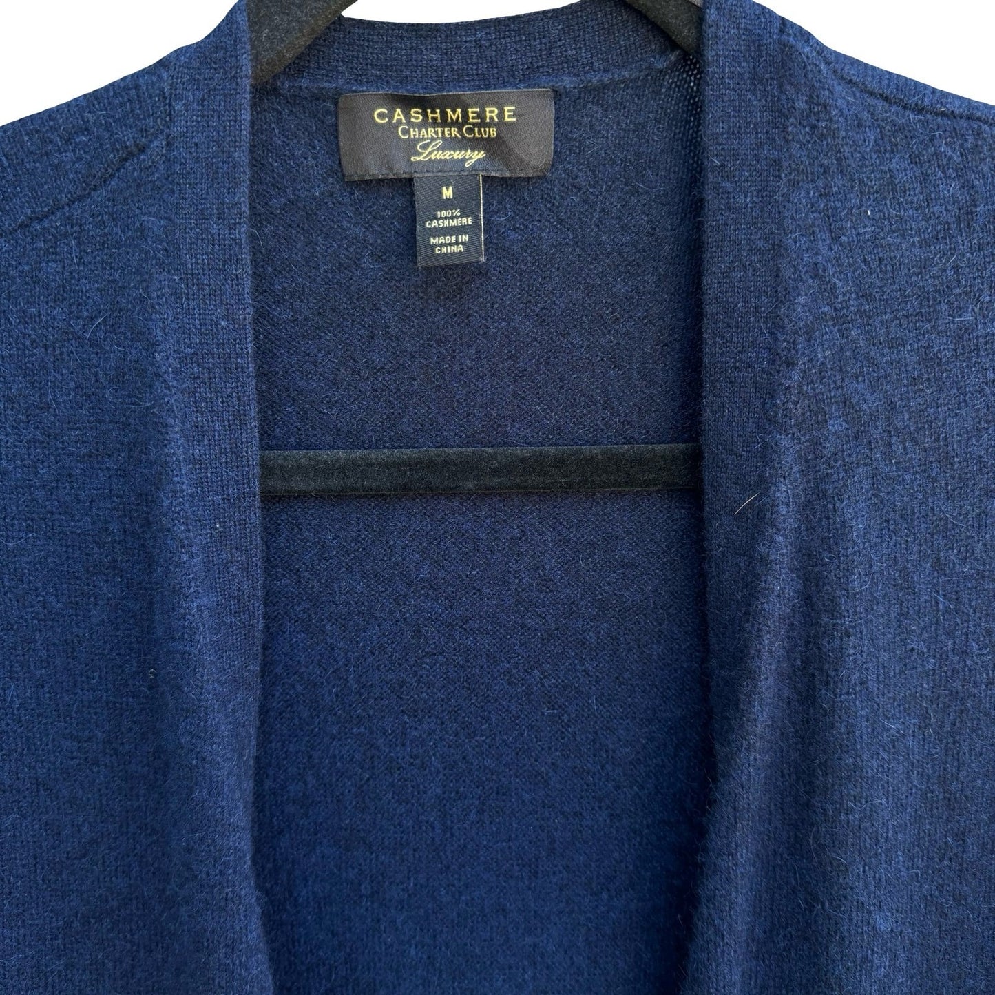 Charter Club Luxury 100% Cashmere Quiet Luxury Open Front Duster Cardigan Navy M