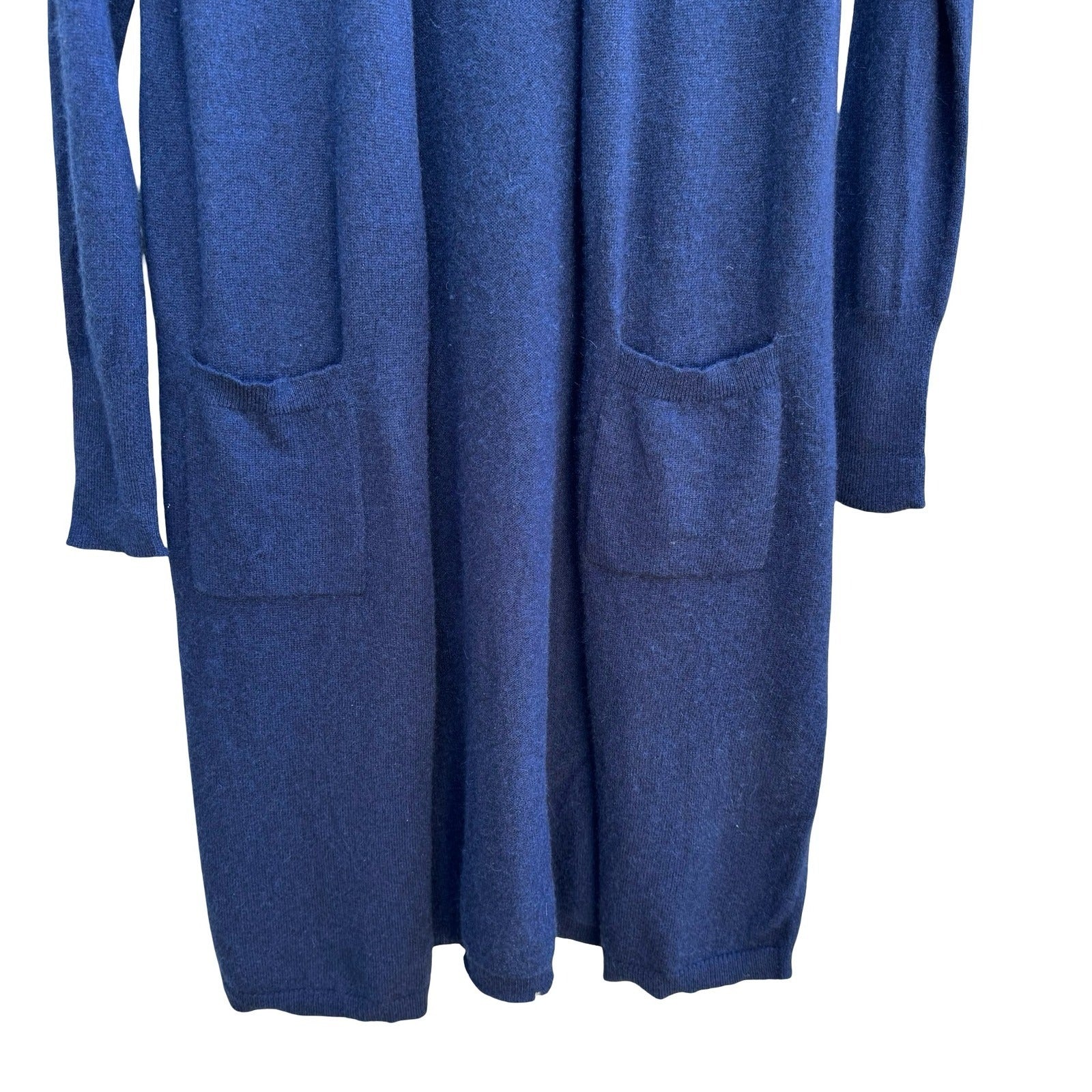 Charter Club Luxury 100% Cashmere Quiet Luxury Open Front Duster Cardigan Navy M