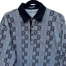 Switch Danpol Mens Vintage Geometric Houndstooth Patchwork Long Sleeve Polo Shirt Black 3 image