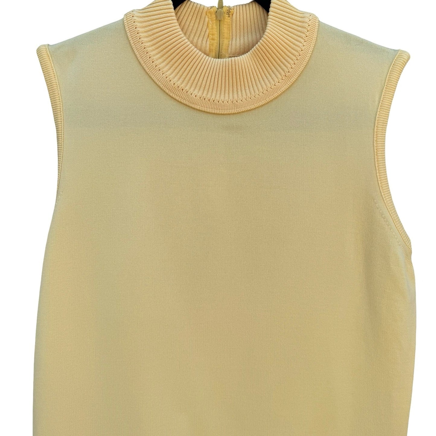 Booth Bay Qiana Vintage Sleeveless Mock Neck Knit Top Yellow 1970s Retro Mod