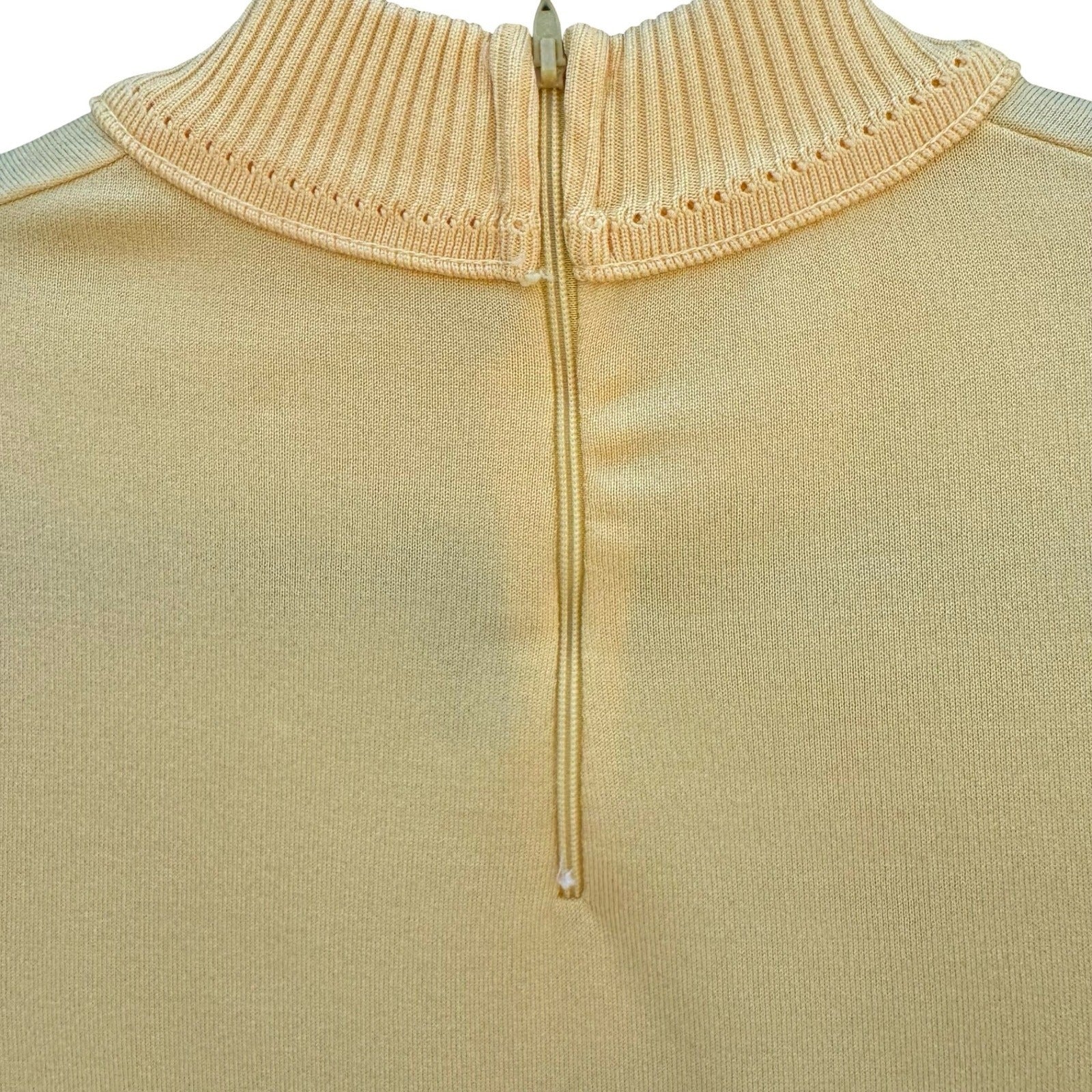 Booth Bay Qiana Vintage Sleeveless Mock Neck Knit Top Yellow 1970s Retro Mod