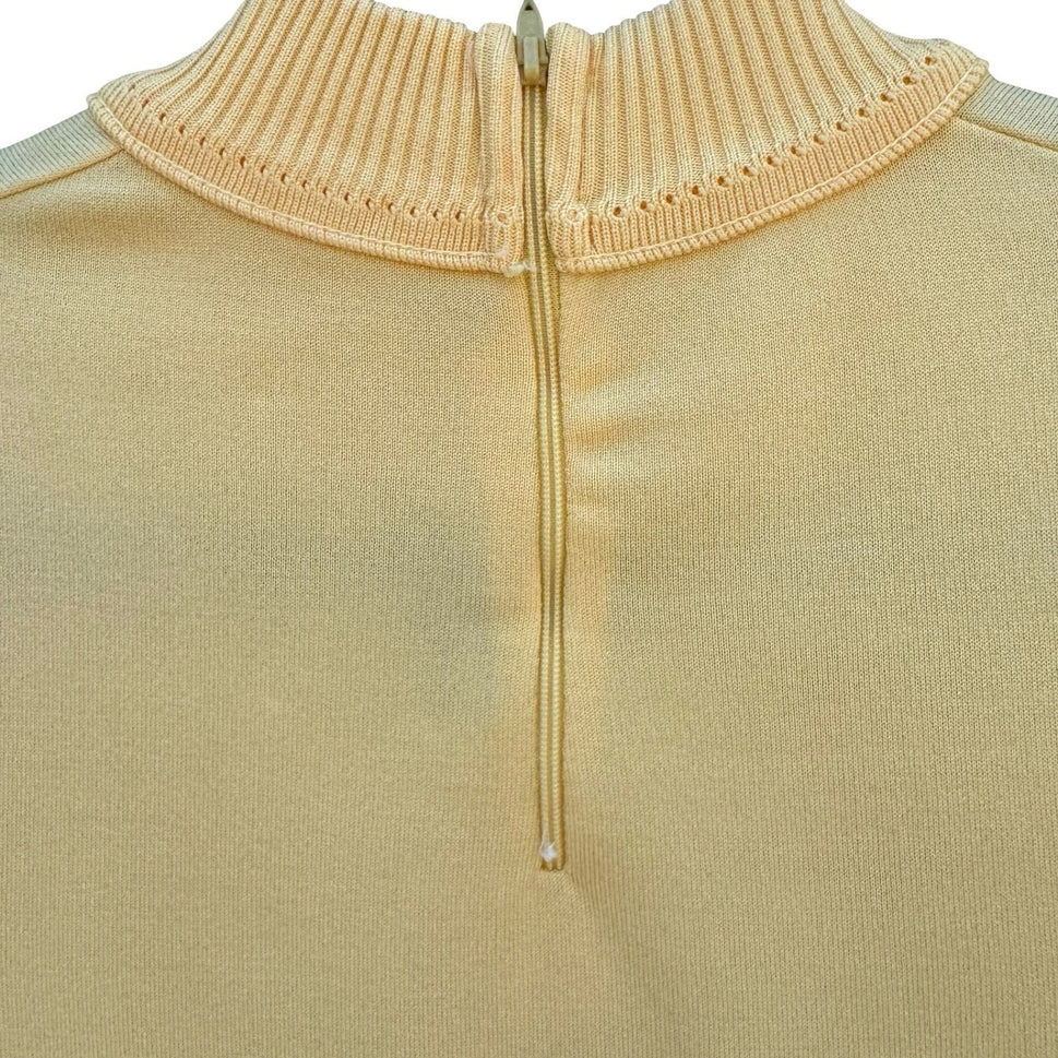 Booth Bay Qiana Vintage Sleeveless Mock Neck Knit Top Yellow 1970s Retro Mod