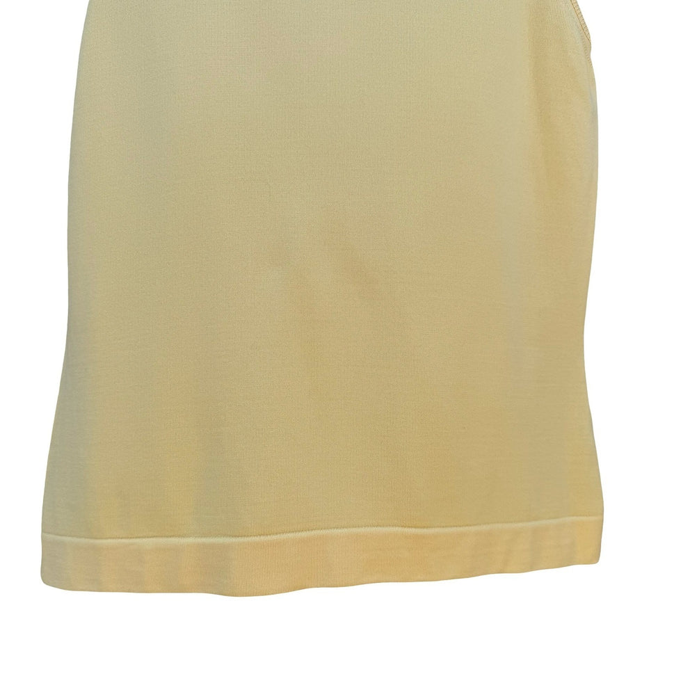 Booth Bay Qiana Vintage Sleeveless Mock Neck Knit Top Yellow 1970s Retro Mod