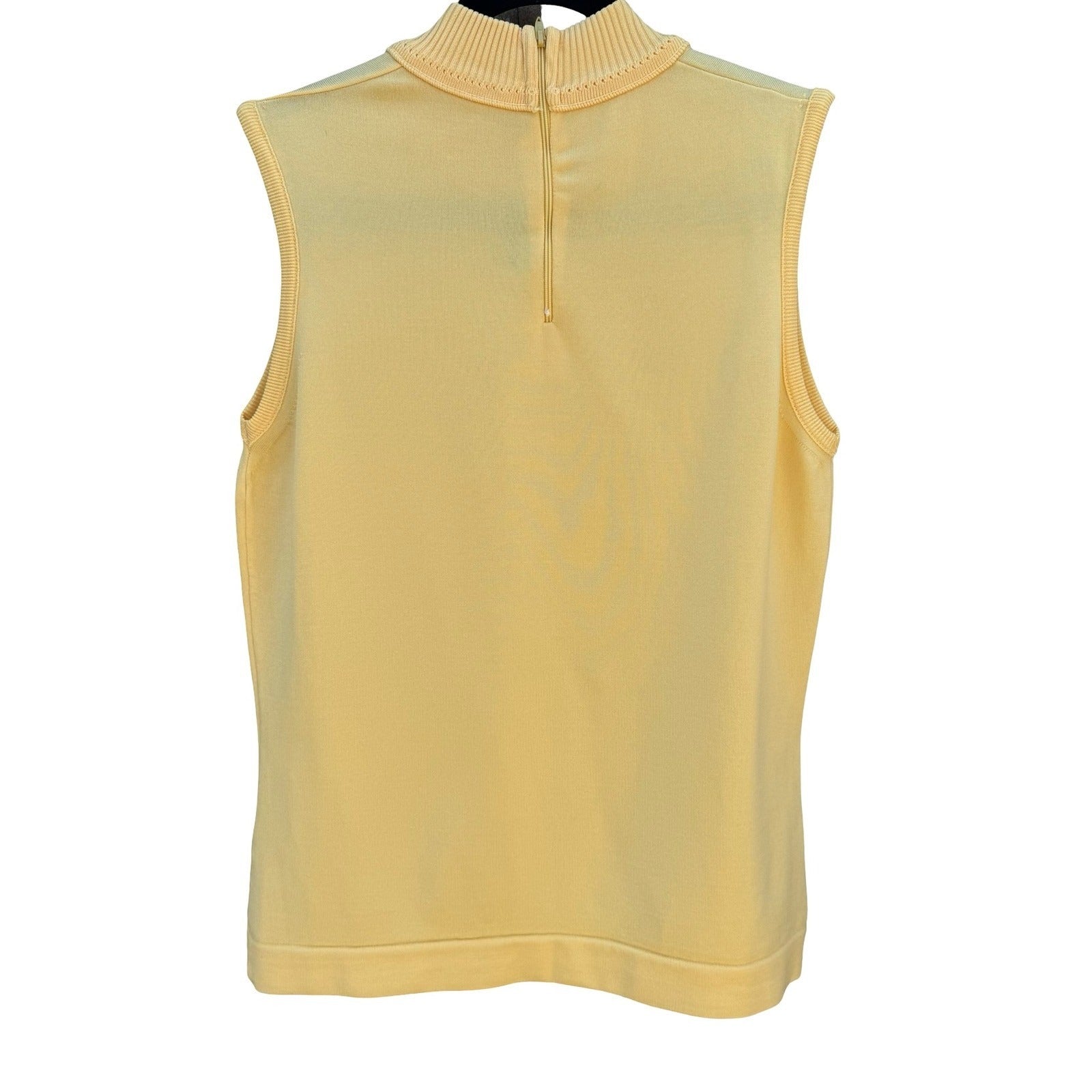 Booth Bay Qiana Vintage Sleeveless Mock Neck Knit Top Yellow 1970s Retro Mod