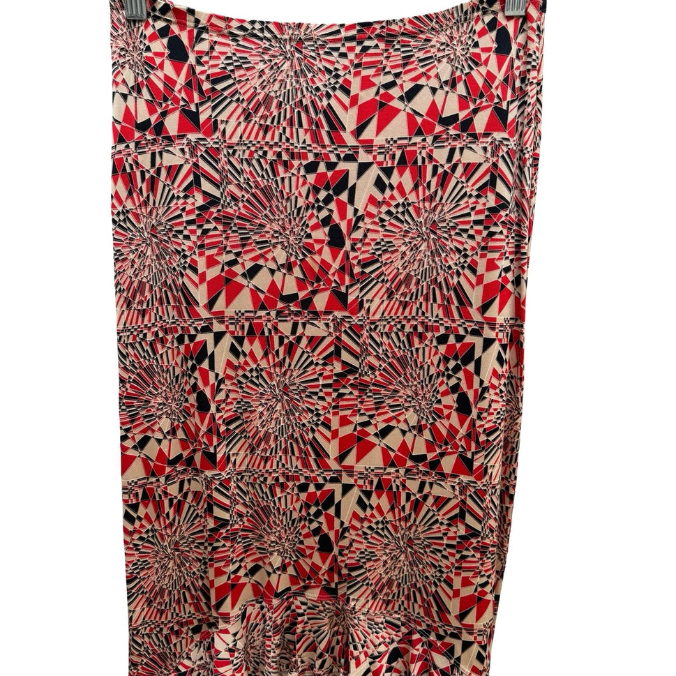 Poleci Vintage Y2K Geometric Kaleidoscope Art Deco High Low Ruffle Midi Skirt S