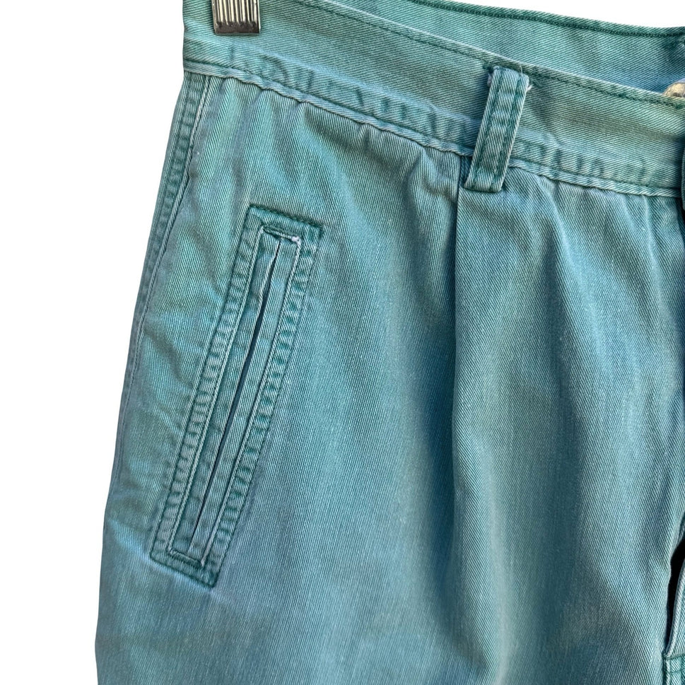 Styles To Go Vintage 90s Teal Retro High Waisted Pleated Capri Pants 14 Granola