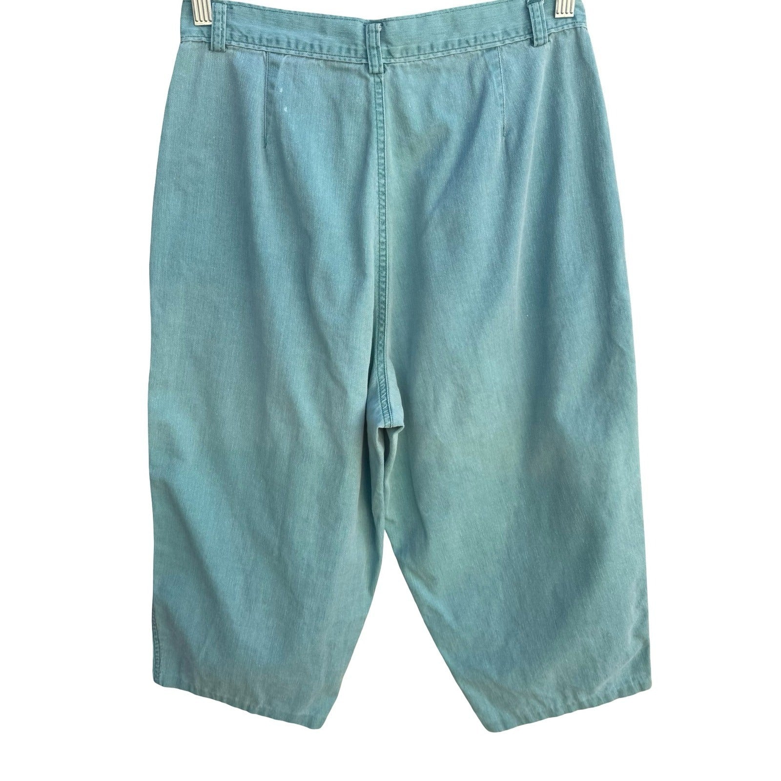 Styles To Go Vintage 90s Teal Retro High Waisted Pleated Capri Pants 14 Granola