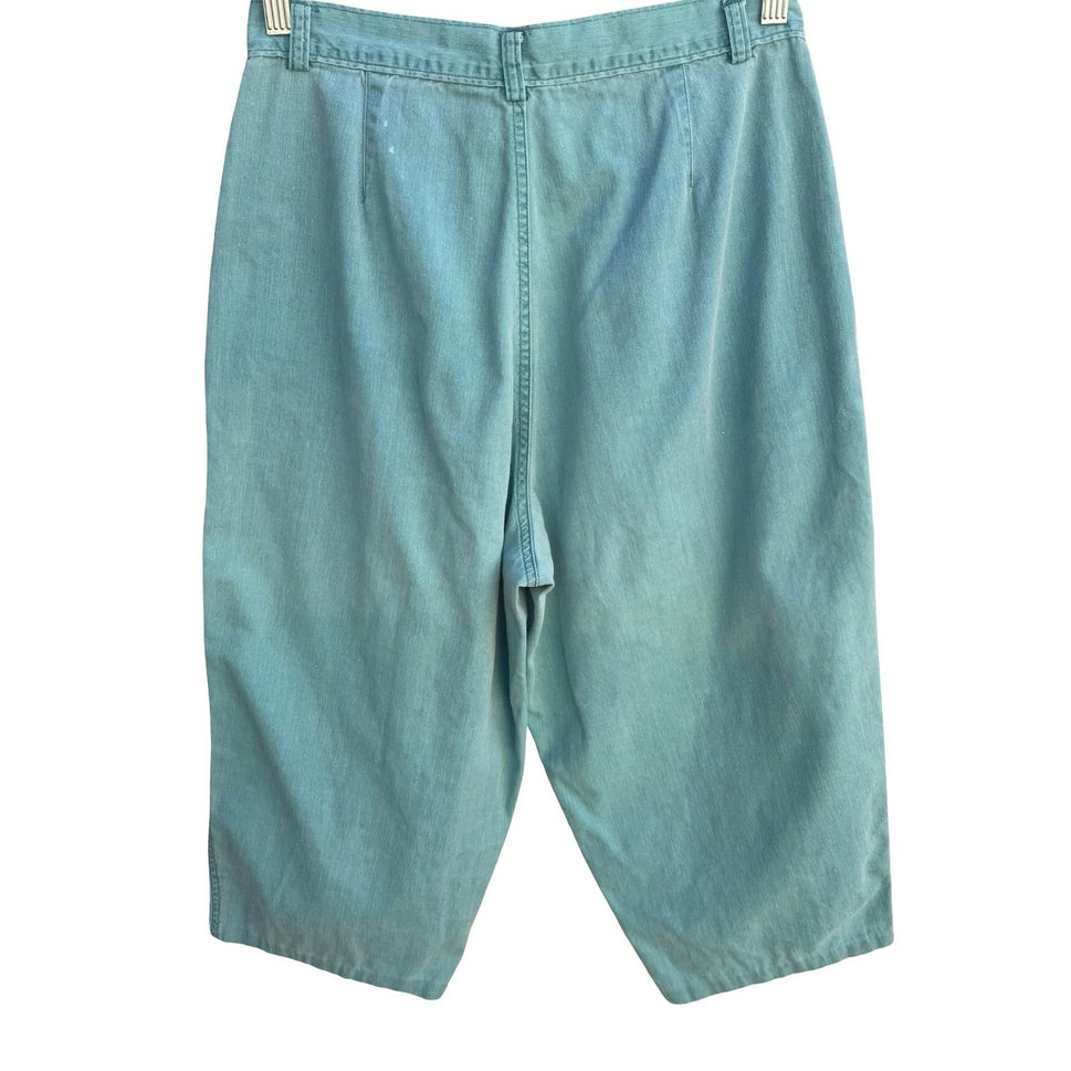 Styles To Go Vintage 90s Teal Retro High Waisted Pleated Capri Pants 14 Granola