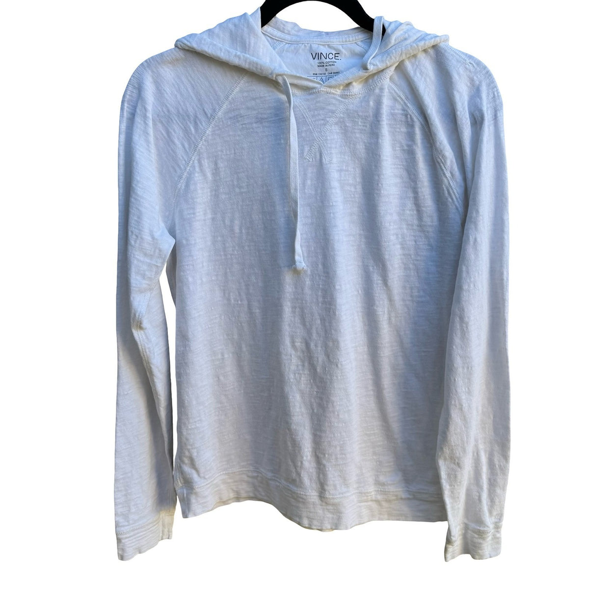 Vince Slub Cotton Raglan Minimalist Layering Quiet Luxury Hoodie White Mens S