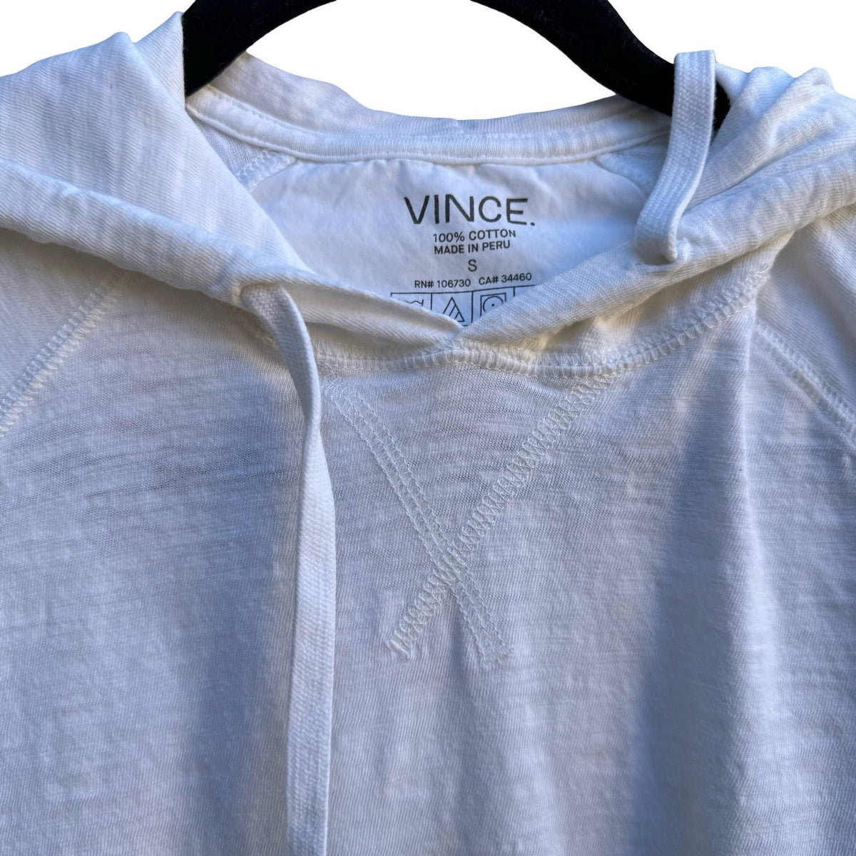Vince Slub Cotton Raglan Minimalist Layering Quiet Luxury Hoodie White Mens S