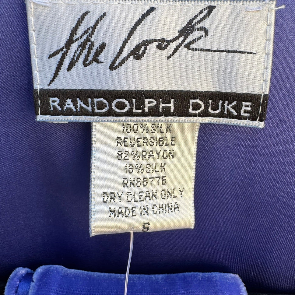 Randolph Duke The Look Reversible Silk Velvet Jacket Blue Open Cardigan SM NWT