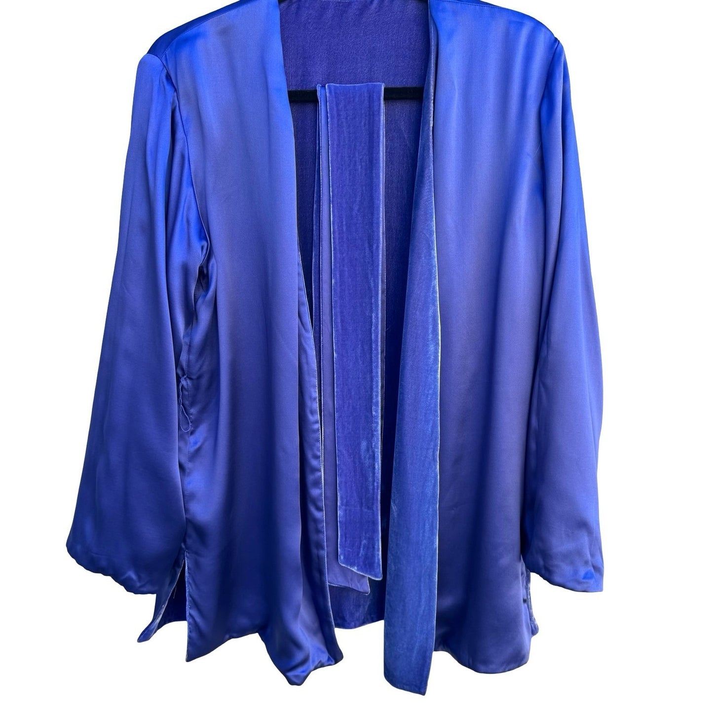 Randolph Duke The Look Reversible Silk Velvet Jacket Blue Open Cardigan SM NWT